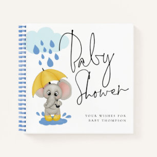 Niedliches Elephant Rain Baby Showbook Notizblock