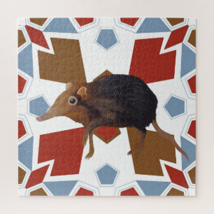 Niedliches Elephant Shrew Fun farbiges Muster Puzzle