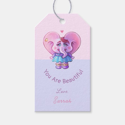 Niedliches Elephant-Sprichwort Sie sind schön Geschenkanhänger (Vorderseite)