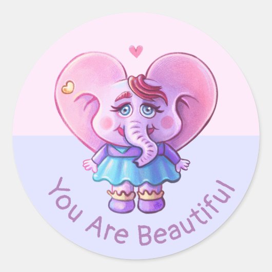 Niedliches Elephant-Sprichwort Sie sind schön Runder Aufkleber (Vorderseite)