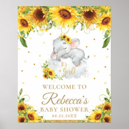 Niedliches Elephant Sunflower Babydusche Begrüßung Poster