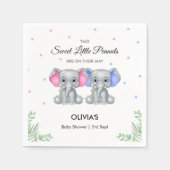 Niedliches Elephant Twin Girl Boy Baby ShowParty Serviette (Vorderseite)