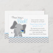 Niedliches Elephant Zickzack Light Blue Baby Dusch Begleitkarte (Vorne/Hinten)