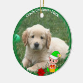 Niedliches Elf & Golden Retriever Puppy-Foto Keramik Ornament (Links)