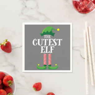 Niedliches Elf Matching Family Group Weihnachts-Pa Serviette