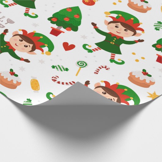 Niedliches Elf-Muster Geschenkpapier (Ecke)