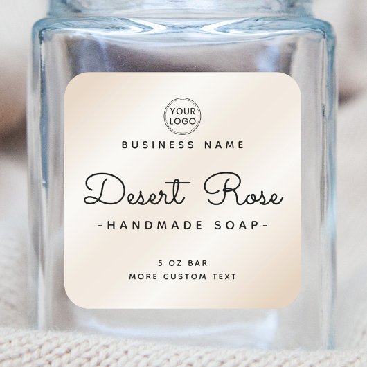 Niedliches Elfenbein-Satin-Logo und viereckige Pro Quadratischer Aufkleber