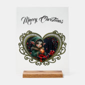 Niedliches Elfskind in grüner Hülle Acrylschild (Vorderseite)