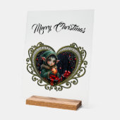 Niedliches Elfskind in grüner Hülle Acrylschild (Winkel)