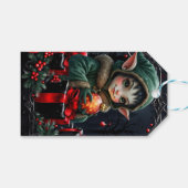 Niedliches Elfskind in grüner Hülle Geschenkanhänger (Vorderseite (Horizontal))