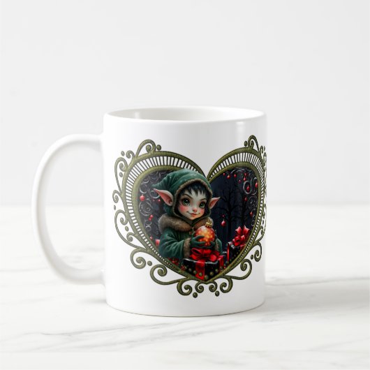 Niedliches Elfskind in grüner Hülle Kaffeetasse (Links)