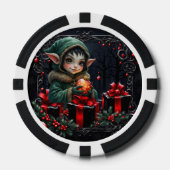 Niedliches Elfskind in grüner Hülle Pokerchips (Vorderseite)