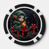 Niedliches Elfskind in grüner Hülle Pokerchips (Rückseite)
