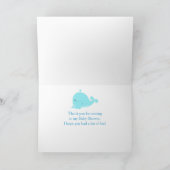 Niedliches Eltern & Baby Whale Blue Boy Baby Viele Dankeskarte (Innenseite)
