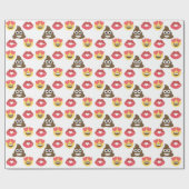 Niedliches Emoji in der Liebe, Kack Emoji & Küsse Geschenkpapier (Flach)
