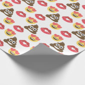 Niedliches Emoji in der Liebe, Kack Emoji & Küsse Geschenkpapier (Ecke)