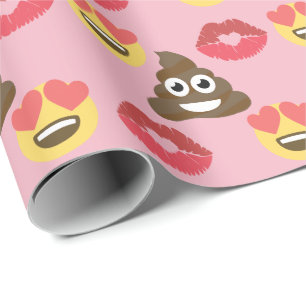 Niedliches Emoji in der Liebe, kacken emoji u. Geschenkpapier