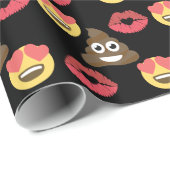 Niedliches Emoji in Liebe, Kack Emoji & Küsse Geschenkpapier (Rolleneckpunkt)