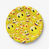 Niedliches Emoji Party Emoticon Happy Faces Pappteller (Vorderseite)