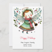 Niedliches Engel Illustration Happy Feiertagskarte (Vorderseite)