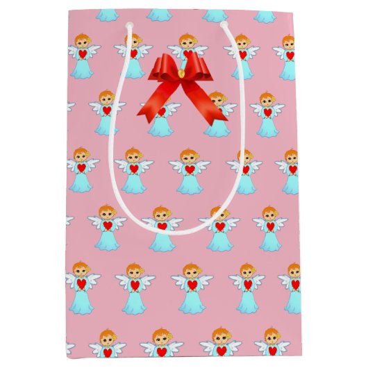 Niedliches Engelmuster Mittlere Geschenktüte (Vorderseite)