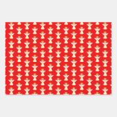 Niedliches Engelsmuster auf grün, rot und weiß Geschenkpapier Set (Vorderseite 2)