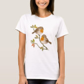 Niedliches Englisch Robin Birds T Shirt (Vorderseite)
