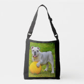 Niedliches englisches Bulldog Basketball Bulldog-L Tragetaschen Mit Langen Trägern (Vorderseite)