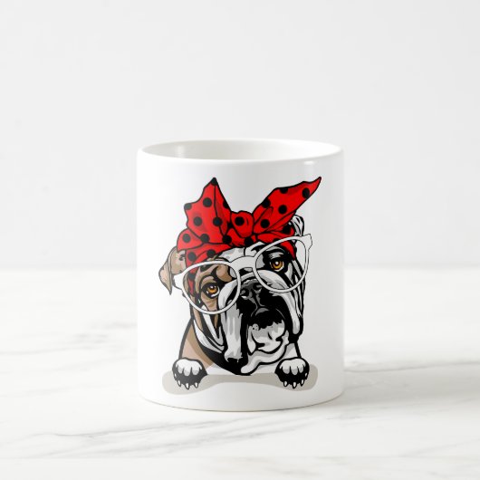Niedliches englisches Bulldog Xmas Kariertes Headb Kaffeetasse (Mittel)