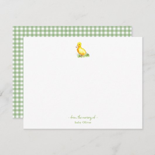 Niedliches Entlein Baby Danke Karte (Vorne/Hinten)