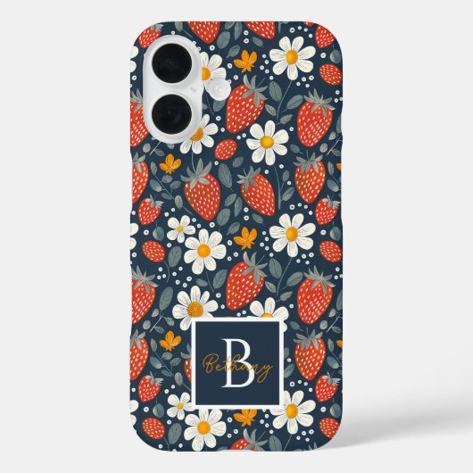 Niedliches Erdbeerdesign mit individuelle Name Case-Mate iPhone Hülle (Rückseite)