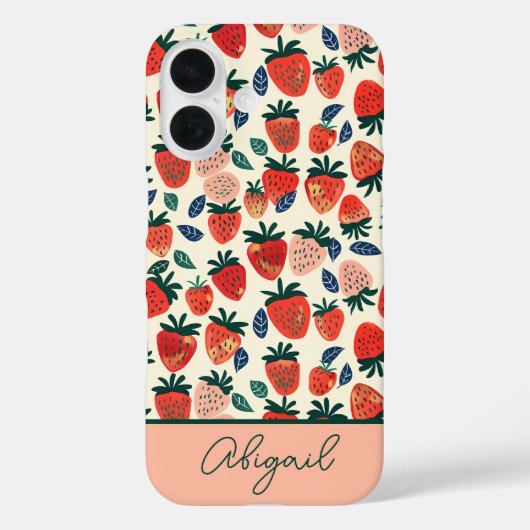 Niedliches Erdbeerdesign mit individuelle Name Case-Mate iPhone Hülle (Rückseite)