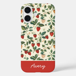 Niedliches Erdbeerdesign mit individuelle Name iPhone 16 Hülle