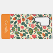 Niedliches Erdbeerdesign mit individuelle Name Samsung Galaxy Hülle (Rückseite (Horizontal))