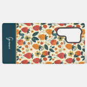 Niedliches Erdbeerdesign mit individuelle Name Samsung Galaxy Hülle (Rückseite (Horizontal))