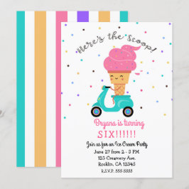 Niedliches Erdbeeren Kone Sommereis Party Einladung