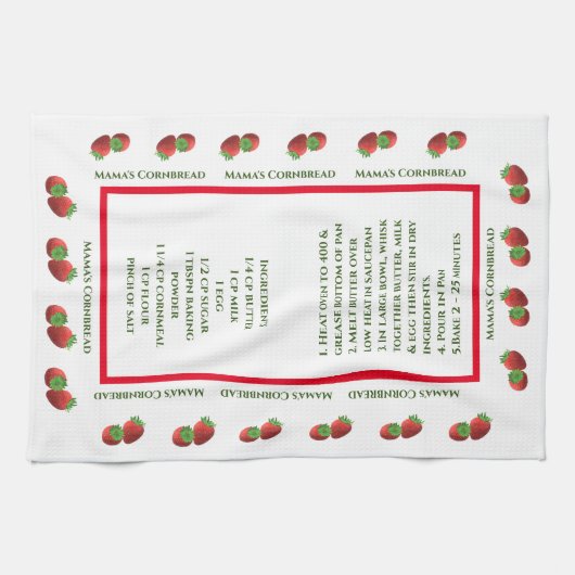 Niedliches Erdbeeren Themenrezept Geschirrtuch (Horizontal)