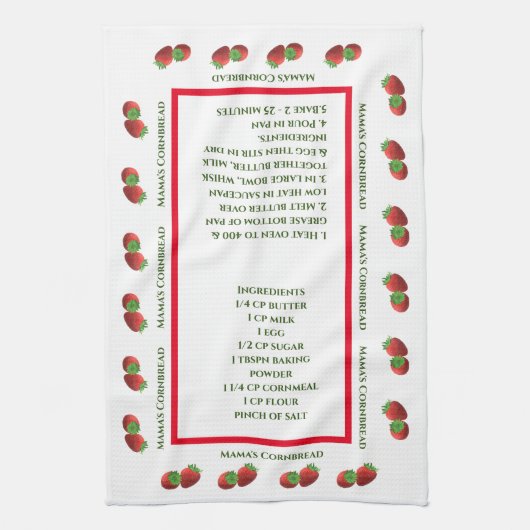 Niedliches Erdbeeren Themenrezept Geschirrtuch (Vertikal)