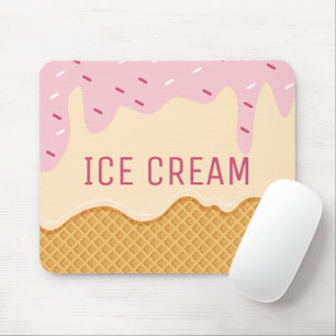 Niedliches Erdbeeren Vanilleeis Niedlich Dessert Mousepad