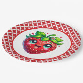 Niedliches Erdbeerfestival Party Pappteller (Schrägansicht)