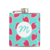 Niedliches Erdbeerfruchtmuster Flachmann (Vorderseite)