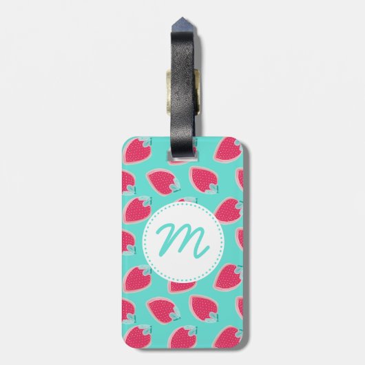 Niedliches Erdbeerfruchtmuster Gepäckanhänger (Rückseite vertikal)