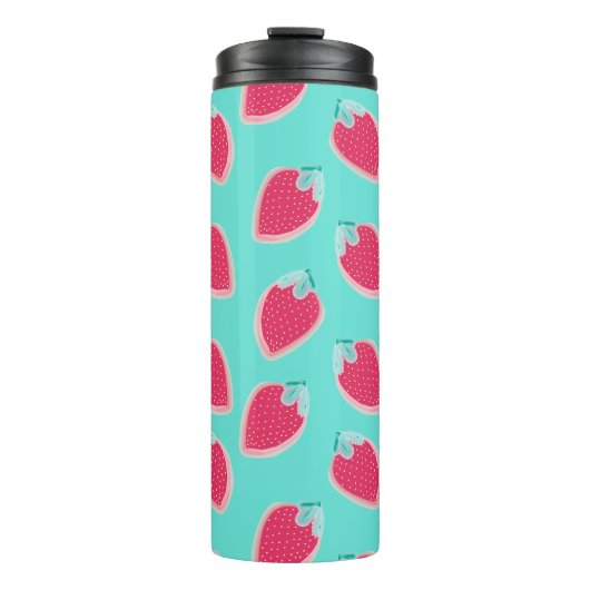 Niedliches Erdbeerfruchtmuster Thermosbecher (Vorderseite)
