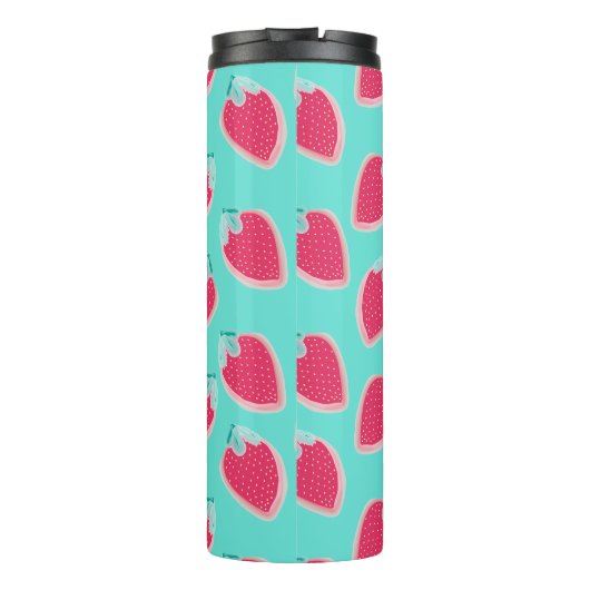 Niedliches Erdbeerfruchtmuster Thermosbecher (Rückseite)