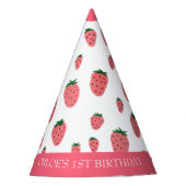 Niedliches Erdbeermädchen Erstgeburt Rosa Party Partyhütchen (Vorderseite)