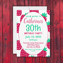 Niedliches Erdbeermuster, 30. Geburtstag Einladung