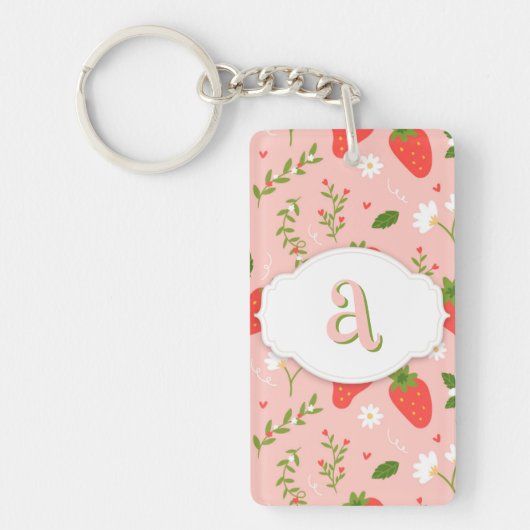Niedliches Erdbeermuster Acrylic Schlüsselanhänger (Vorderseite)