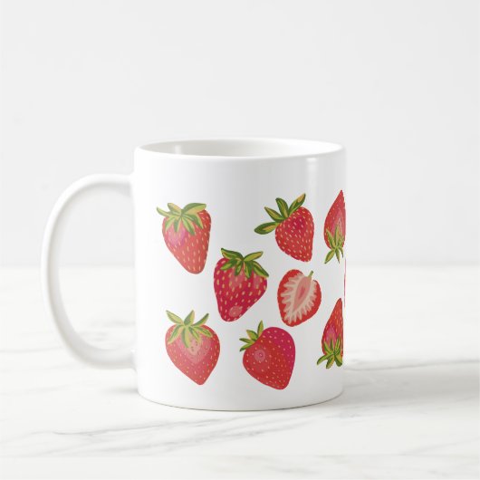 Niedliches Erdbeermuster - Fun Fruit Design Kaffeetasse (Links)