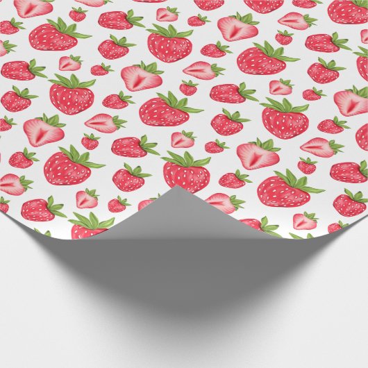 Niedliches Erdbeermuster Geburtstag Geschenkpapier (Ecke)