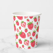Niedliches Erdbeermuster Geburtstag Pappbecher (Rückseite)